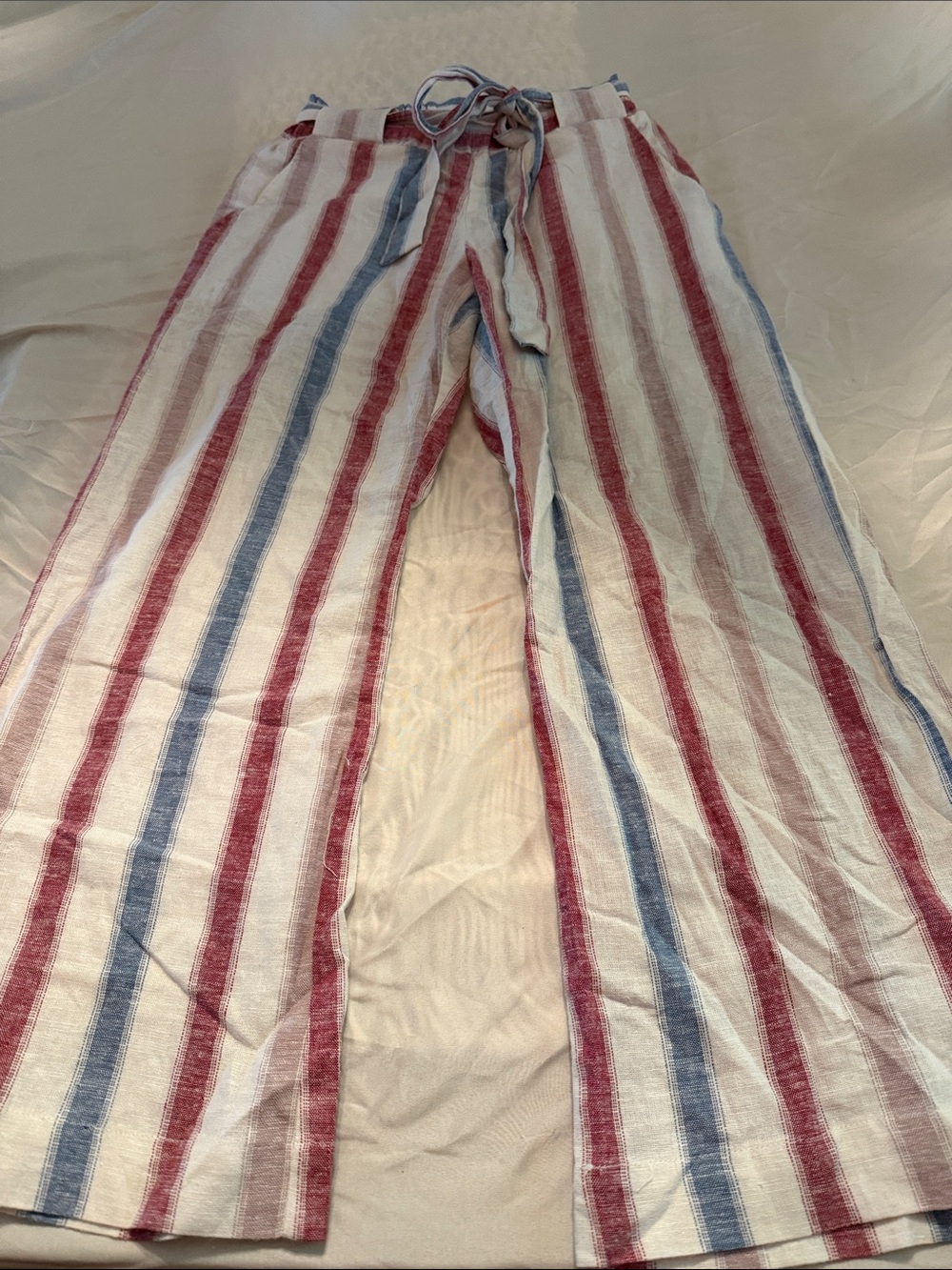 Indigo Rein Wide-Leg Striped Pants - Red, Blue, Cream
